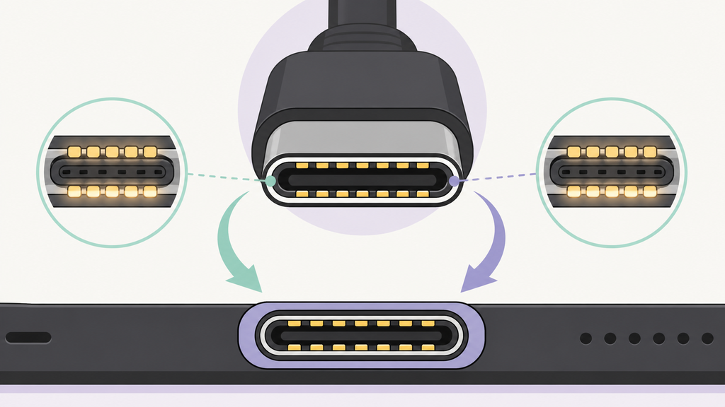 Reversible USB-C connector contact diagram