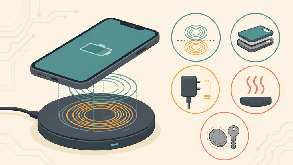 Wireless charger alignment and heat causes