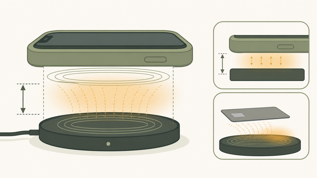 Phone case wireless charging heat and distance