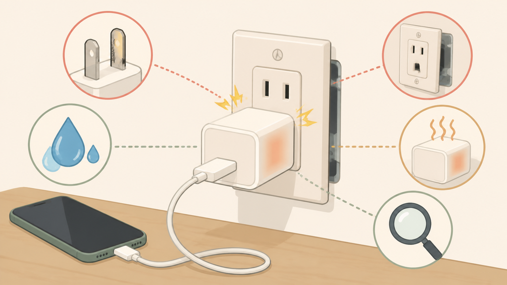 Charger plug and outlet spark causes