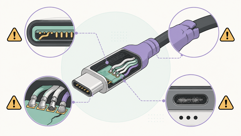 USB-C cable defect and connector pin failure