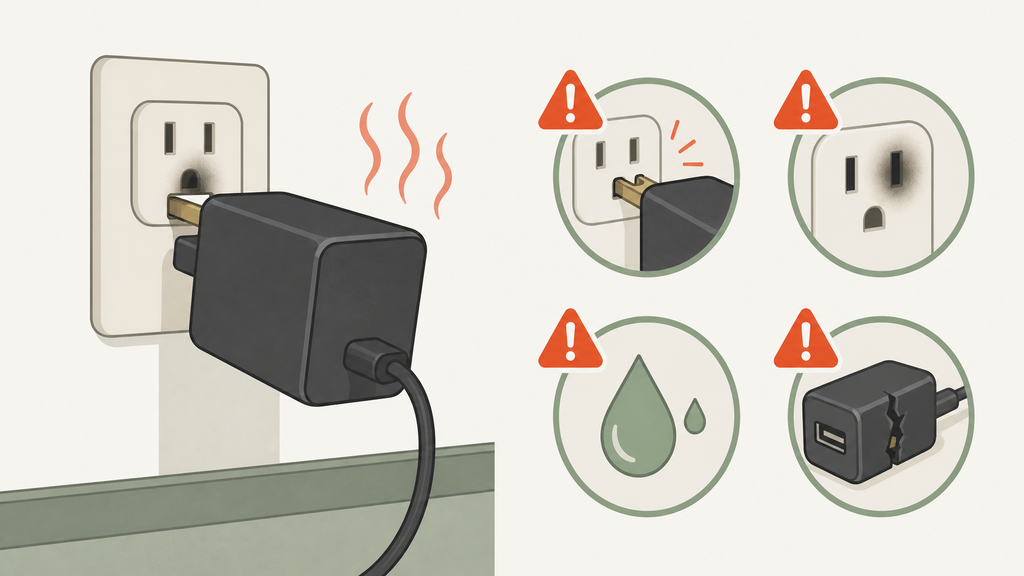 Unsafe idle charger warning signs